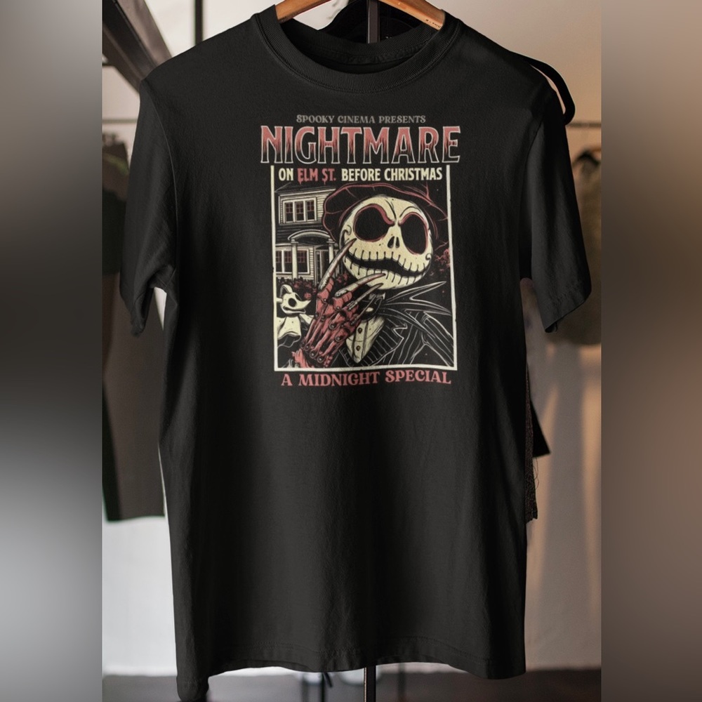 Nightmare On Elm Street Before Christmas | Halloween Men’s Black Tee NWT